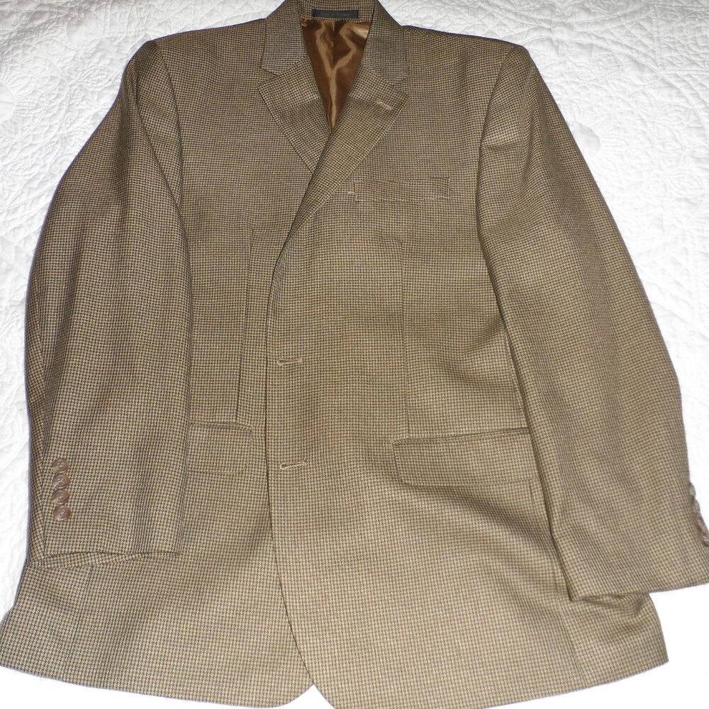 Chaps Ralph Lauren Mens 42R Brown/Tan  Wool Blazer Sport Coat Jacket